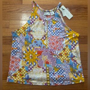 Rachel Zoe Tank Women’s Size S Multicolor Print Linen Beachy Lightweight NWT